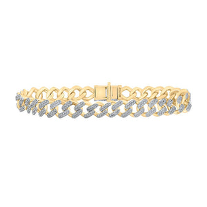 Men's Bracelets | 10kt Yellow Gold Mens Round Diamond Cuban Link Bracelet 4-1/3 Cttw | Splendid Jewellery GND