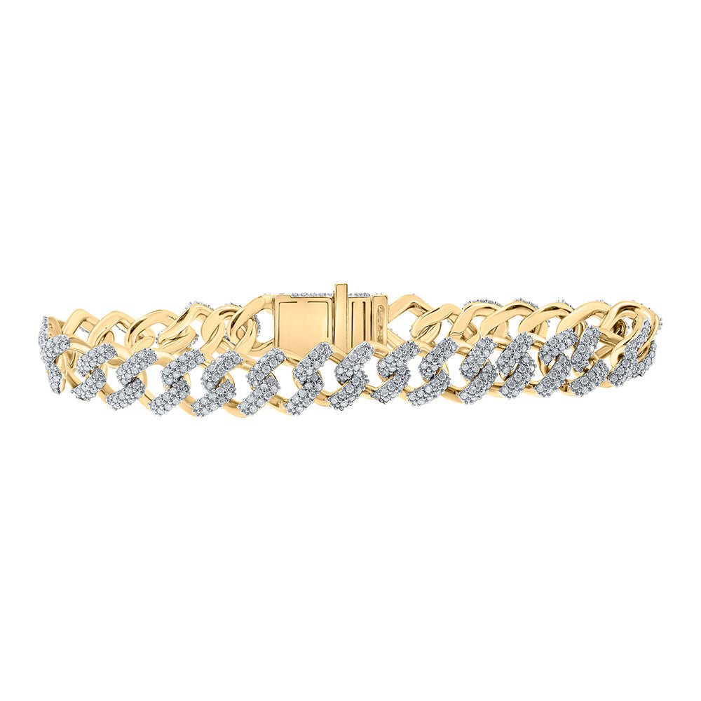 Men's Bracelets | 10kt Yellow Gold Mens Round Diamond Cuban Link Bracelet 5-1/2 Cttw | Splendid Jewellery GND