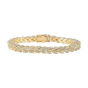 Men's Bracelets | 10kt Yellow Gold Mens Round Diamond Cuban Link Bracelet 9-3/8 Cttw | Splendid Jewellery GND