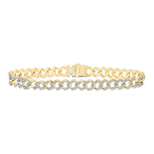 Load image into Gallery viewer, Splendid Jewellery 10kt Yellow Gold Men&#39;s Round Diamond Curb Link Bracelet - 3 Cttw: A Dazzling Masterpiece for the Modern Man Top view from the 10Kt Yellow Gold Mens Round Diamond Curb Link Bracelet 3 Cttwpin289395 collection by Splendid Jewellery