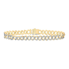 Splendid Jewellery 10kt Yellow Gold Men's Round Diamond Curb Link Bracelet - 3 Cttw: A Dazzling Masterpiece for the Modern Man Top view from the 10Kt Yellow Gold Mens Round Diamond Curb Link Bracelet 3 Cttwpin289395 collection by Splendid Jewellery