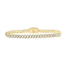 Load image into Gallery viewer, 10kt Yellow Gold Diamond Curb Link Men&#39;s Bracelet - 3 Cttw Top view from the 10Kt Yellow Gold Mens Round Diamond Curb Link Link Bracelet 3 Cttwpin219524 collection by Splendid Jewellery