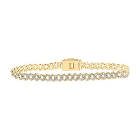 10kt Yellow Gold Diamond Curb Link Men's Bracelet - 3 Cttw Top view from the 10Kt Yellow Gold Mens Round Diamond Curb Link Link Bracelet 3 Cttwpin219524 collection by Splendid Jewellery
