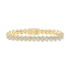 10kt Yellow Gold Men's Diamond Franco Link Bracelet - 14 Cttw product  Top View from Splendid Jewellery