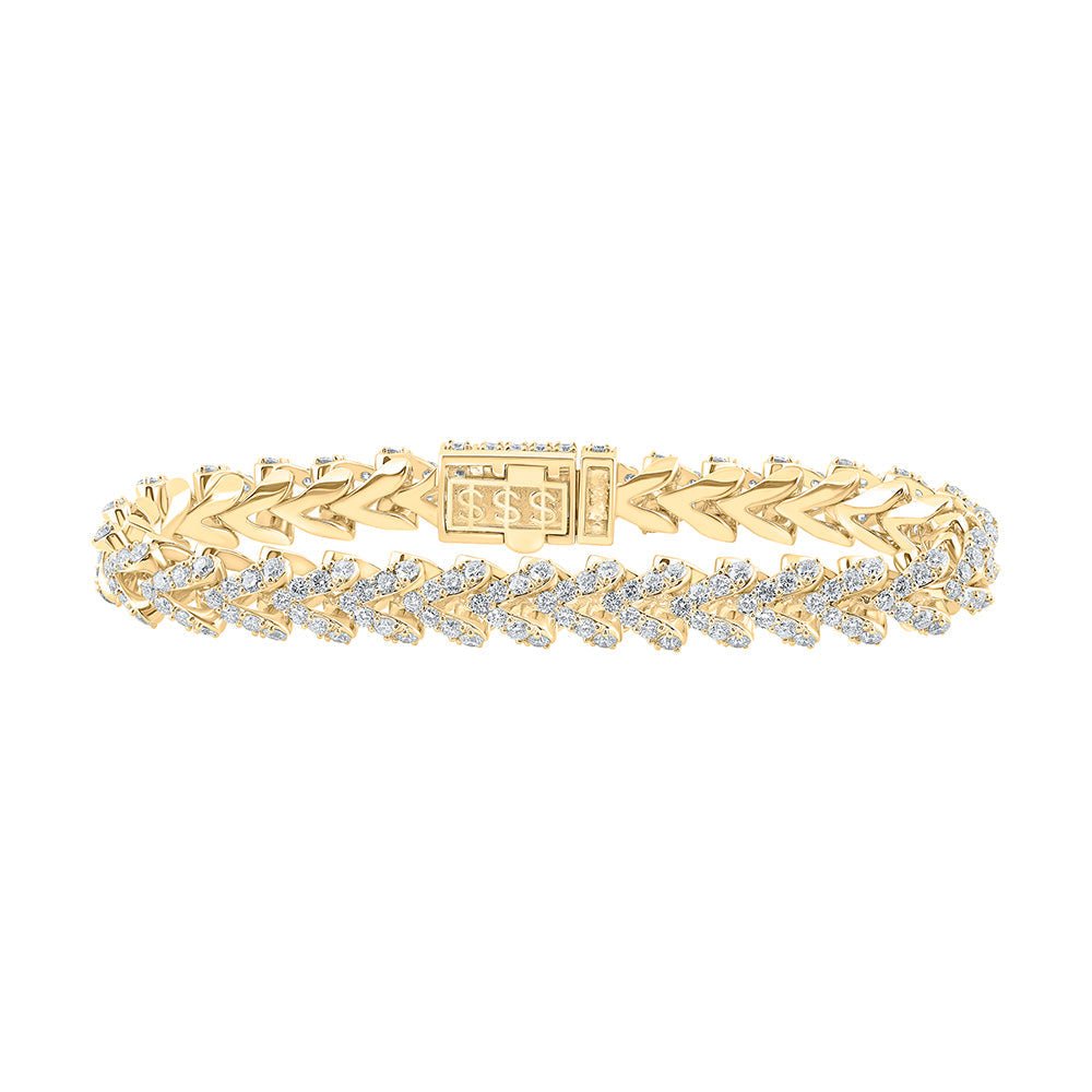 Men's Bracelets | 10kt Yellow Gold Mens Round Diamond Franco Link Bracelet 14 Cttw | Splendid Jewellery GND