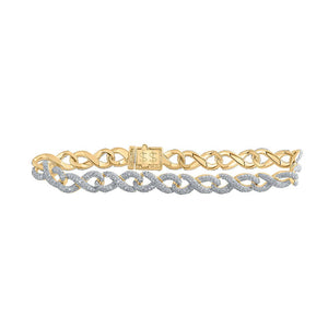 Men's Bracelets | 10kt Yellow Gold Mens Round Diamond Infinity Link Bracelet 6-1/3 Cttw | Splendid Jewellery GND