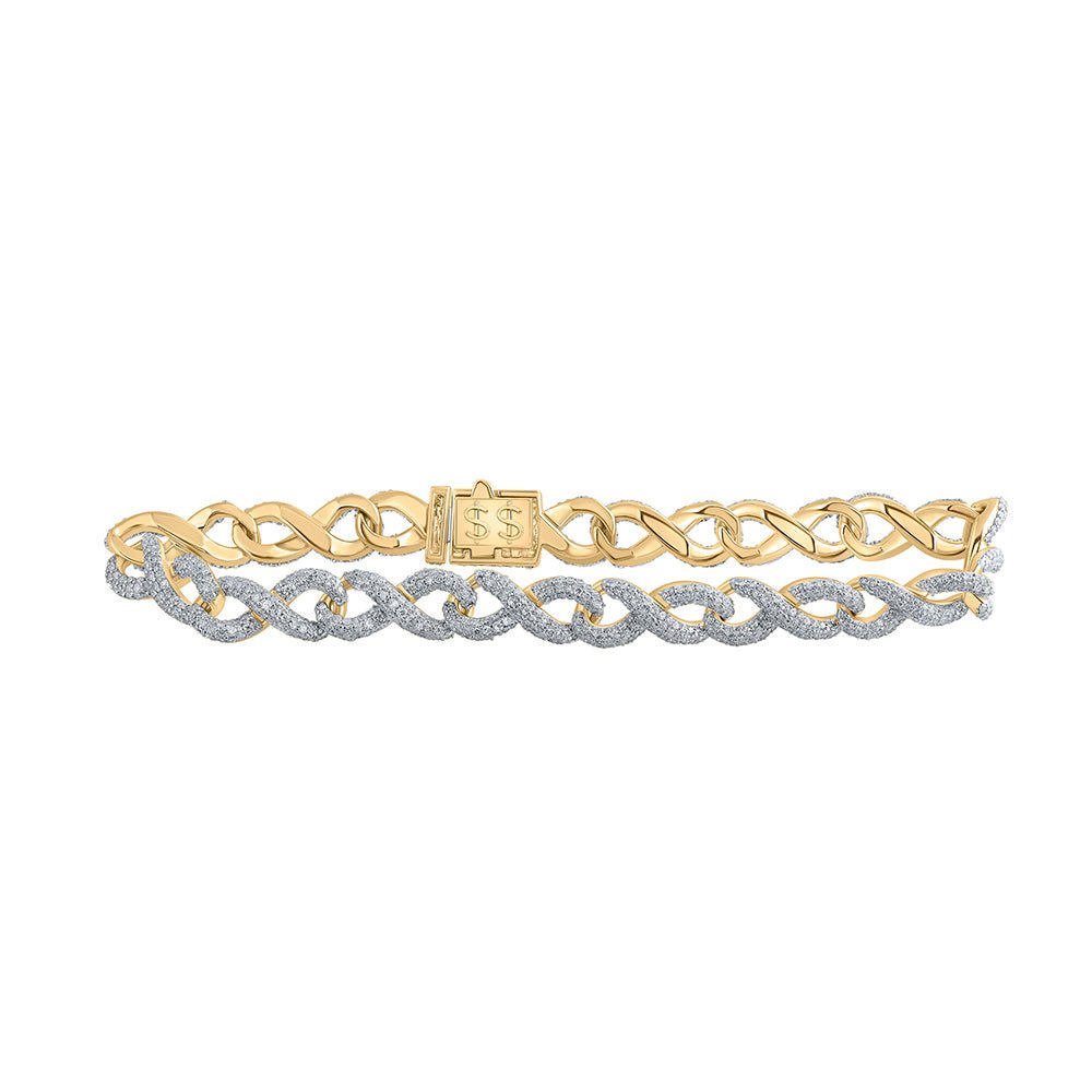 Men's Bracelets | 10kt Yellow Gold Mens Round Diamond Infinity Link Bracelet 6-1/3 Cttw | Splendid Jewellery GND