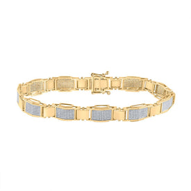 10kt Yellow Gold Men's Round Diamond Link Bracelet - 1.5 Ct.t.w. product  Top View from Splendid Jewellery