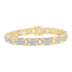 Men's Bracelets | 10kt Yellow Gold Mens Round Diamond Link Bracelet 1-1/4 Cttw | Splendid Jewellery GND