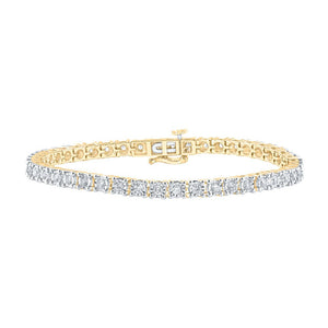 Men's Bracelets | 10kt Yellow Gold Mens Round Diamond Link Bracelet 1-3/8 Cttw | Splendid Jewellery GND