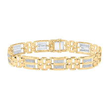 Load image into Gallery viewer, 10kt Yellow Gold Men&#39;s Diamond Link Bracelet - 1 Cttw | Splendid Jewellery product  Top View from Splendid Jewellery