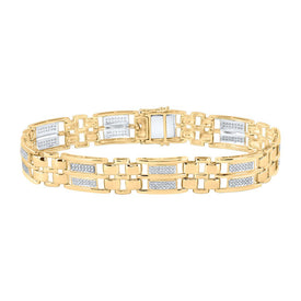 10kt Yellow Gold Men's Diamond Link Bracelet - 1 Cttw | Splendid Jewellery product  Top View from Splendid Jewellery