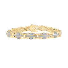 Load image into Gallery viewer, 10kt Yellow Gold Round Diamond Link Bracelet for Men - 1 Cttw | Splendid Jewellery product  Top View from Splendid Jewellery