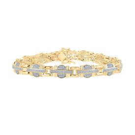 10kt Yellow Gold Round Diamond Link Bracelet for Men - 1 Cttw | Splendid Jewellery product  Top View from Splendid Jewellery