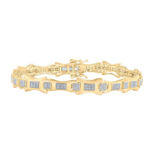 Men's Bracelets | 10kt Yellow Gold Mens Round Diamond Link Bracelet 1/2 Cttw | Splendid Jewellery GND