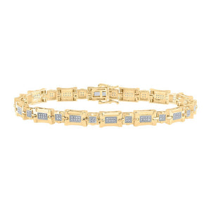 Men's Bracelets | 10kt Yellow Gold Mens Round Diamond Link Bracelet 1/2 Cttw | Splendid Jewellery GND