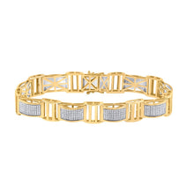 Load image into Gallery viewer, 10kt Yellow Gold Men&#39;s Round Diamond Link Bracelet - 2 Cttw | Splendid Jewellery Collection product  Top View from Splendid Jewellery