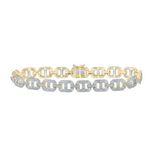 Load image into Gallery viewer, 10kt Yellow Gold Round Diamond Link Bracelet - A Dazzling Statement Piece for Men product  Top View from Splendid Jewellery