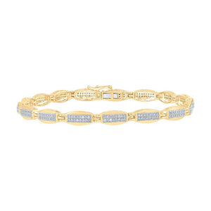 Men's Bracelets | 10kt Yellow Gold Mens Round Diamond Link Bracelet 3/4 Cttw | Splendid Jewellery GND