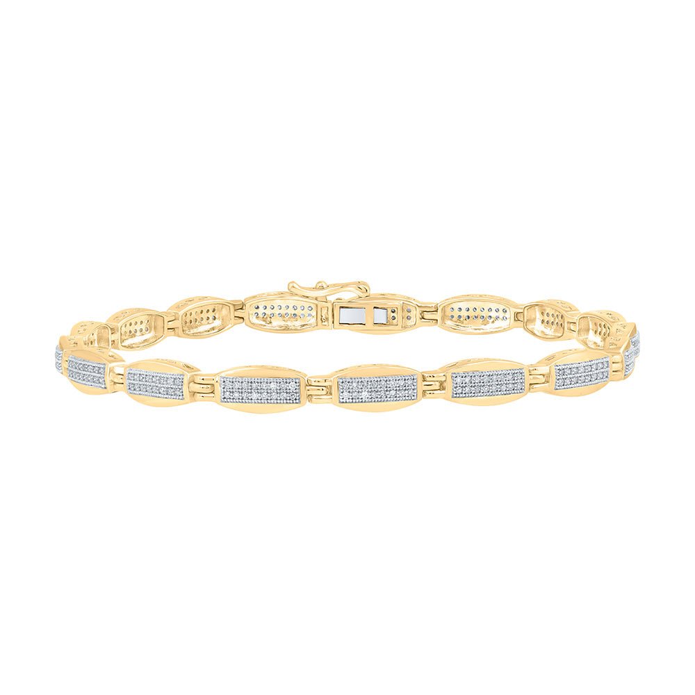 Men's Bracelets | 10kt Yellow Gold Mens Round Diamond Link Bracelet 3/4 Cttw | Splendid Jewellery GND