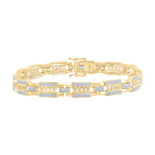 Load image into Gallery viewer, 10kt Yellow Gold Men&#39;s Round Diamond Link Bracelet 3/4 Cttw - A Luxurious Statement of Style and Elegance product  Top View from Splendid Jewellery