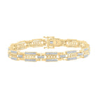 10kt Yellow Gold Men's Round Diamond Link Bracelet 3/4 Cttw - A Luxurious Statement of Style and Elegance product  Top View from Splendid Jewellery