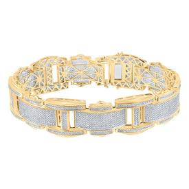 10kt Yellow Gold Men's Diamond Link Bracelet - 4-1/2 Cttw product  Top View from Splendid Jewellery