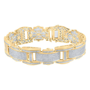 10kt Yellow Gold Men's Diamond Link Bracelet 4-1/2 Cttw Shop