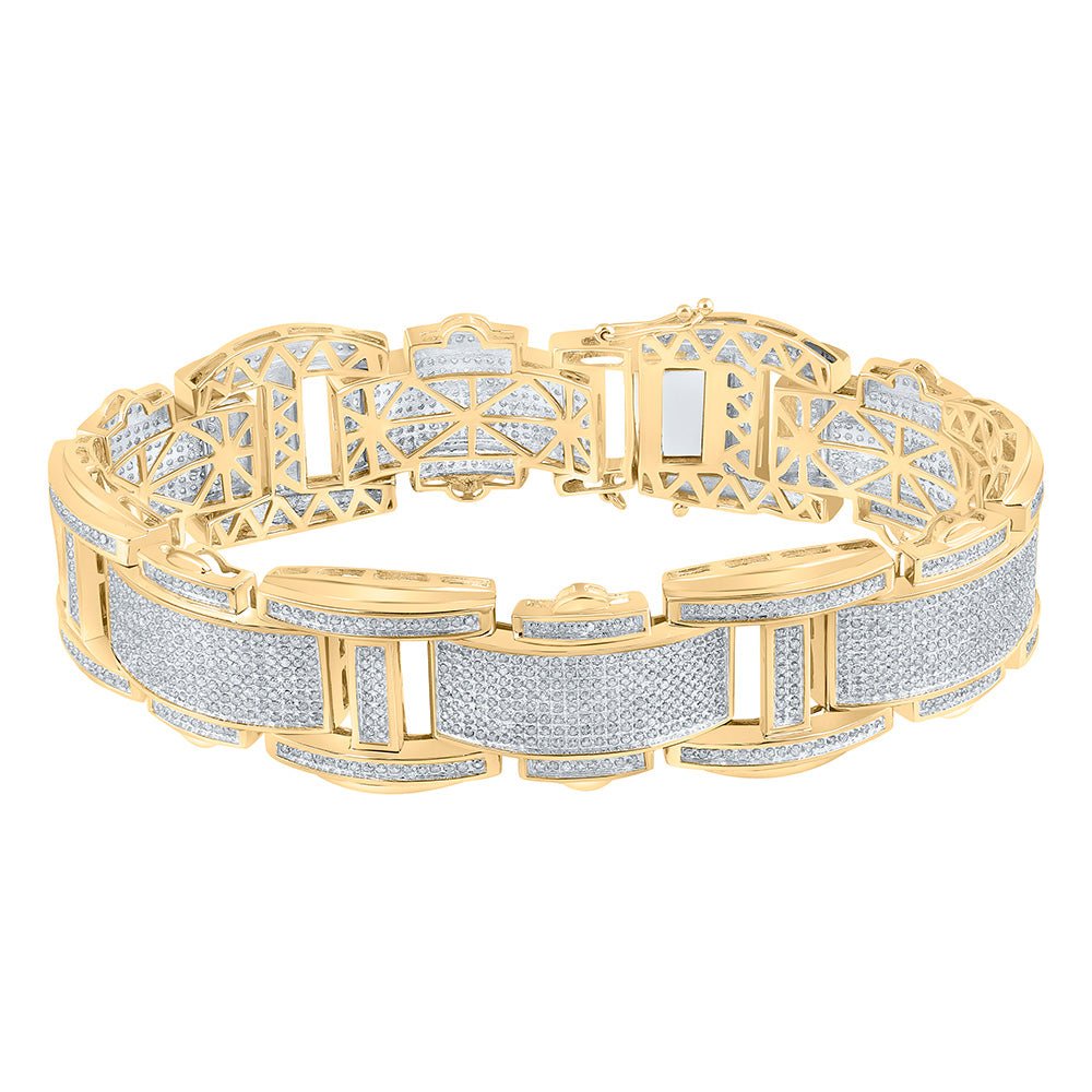 Men's Bracelets | 10kt Yellow Gold Mens Round Diamond Link Bracelet 4-1/2 Cttw | Splendid Jewellery GND