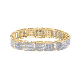 10kt Yellow Gold Men's Round Diamond Link Bracelet - A Dazzling Statement Piece product  Top View from Splendid Jewellery