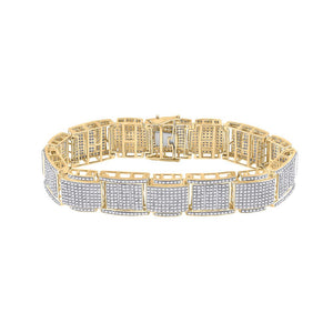 Men's Bracelets | 10kt Yellow Gold Mens Round Diamond Link Bracelet 4-1/2 Cttw | Splendid Jewellery GND