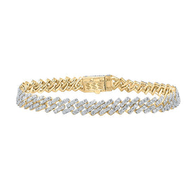 Radiant 10kt Yellow Gold Men's Diamond Link Bracelet - 7-5/8 Cttw product  Top View from Splendid Jewellery