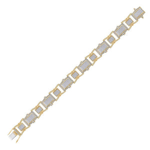 Men's Bracelets | 10kt Yellow Gold Mens Round Diamond Rectangle Link Bracelet 2-1/2 Cttw | Splendid Jewellery GND