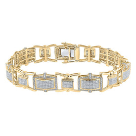 10kt Yellow Gold Men's Diamond Link Bracelet - 2-1/2 Cttw product  Top View from Splendid Jewellery