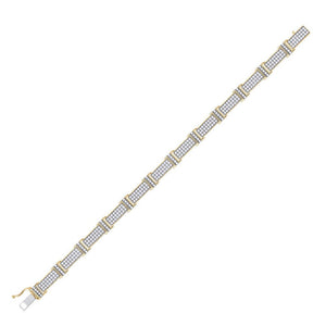 Men's Bracelets | 10kt Yellow Gold Mens Round Diamond Rectangle Link Bracelet 5-3/4 Cttw | Splendid Jewellery GND