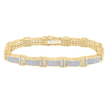 Load image into Gallery viewer, Dazzling 10kt Yellow Gold Men&#39;s Diamond Link Bracelet - 5-3/4 Ct.t.w. product  Top View from Splendid Jewellery