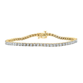 10kt Yellow Gold Men's Round Diamond Single Row Link Bracelet - 1-1/4 Cttw: A Dazzling Statement of Masculine Elegance product  Top View from Splendid Jewellery
