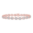 14kt Rose Gold Geometric Link Bracelet with 4 Ct.t.w. Round Diamonds - Exquisite Men's Jewelry - Top View