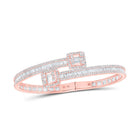 14kt Rose Gold Men's Diamond Square-accent Cuff Bangle Bracelet - A Dazzling Statement Piece - Top View