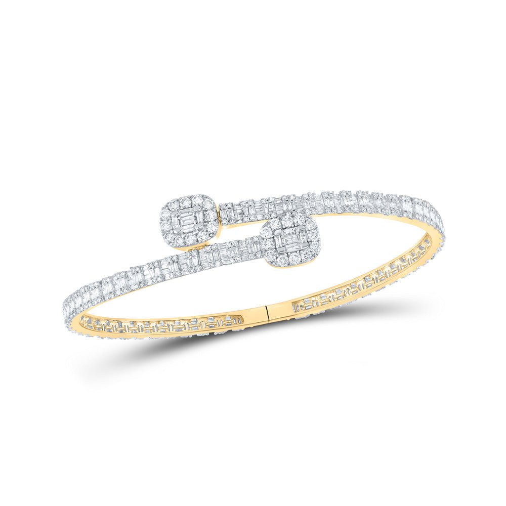 Men's Bracelets | 14kt Yellow Gold Mens Baguette Diamond Cuff Bangle Bracelet 4-1/4 Cttw | Splendid Jewellery GND