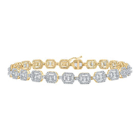 14kt Yellow Gold Baguette Diamond Geometric Link Bracelet - 4 Cttw - Top View