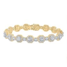 Load image into Gallery viewer, 14kt Yellow Gold Baguette Diamond Octagon Link Bracelet - Luxurious Men's Jewelry - Top View