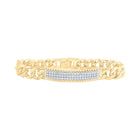 14kt Yellow Gold Men's Diamond Cuban Link Bracelet - 1.5 Ct.t.w. - Top View