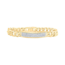 14kt Yellow Gold Men's Diamond Cuban Link Bracelet - 1.5 Ct.t.w. - Top View