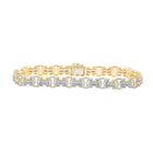 14kt Yellow Gold Men's Round Diamond Byzantine Link Bracelet - 3-3/4 Cttw - Top View
