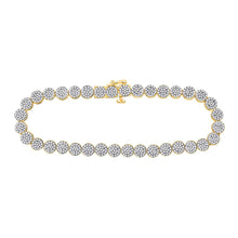 Load image into Gallery viewer, 14kt Yellow Gold Men&#39;s Round Diamond Cluster Bracelet - 2 Cttw - Top View