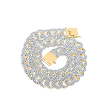 Load image into Gallery viewer, 14kt Yellow Gold Men&#39;s Diamond Cuban Link Bracelet - 2-1/3 Cttw - Top View