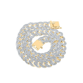 14kt Yellow Gold Men's Diamond Cuban Link Bracelet - 2-1/3 Cttw - Top View