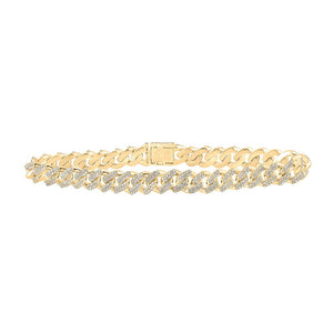 Men's Bracelets | 14kt Yellow Gold Mens Round Diamond Cuban Link Bracelet 3-3/4 Cttw | Splendid Jewellery GND