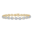 14kt Yellow Gold Geometric Link Bracelet with 4 Ct.t.w. Round Diamonds - Splendid Jewellery - Top View
